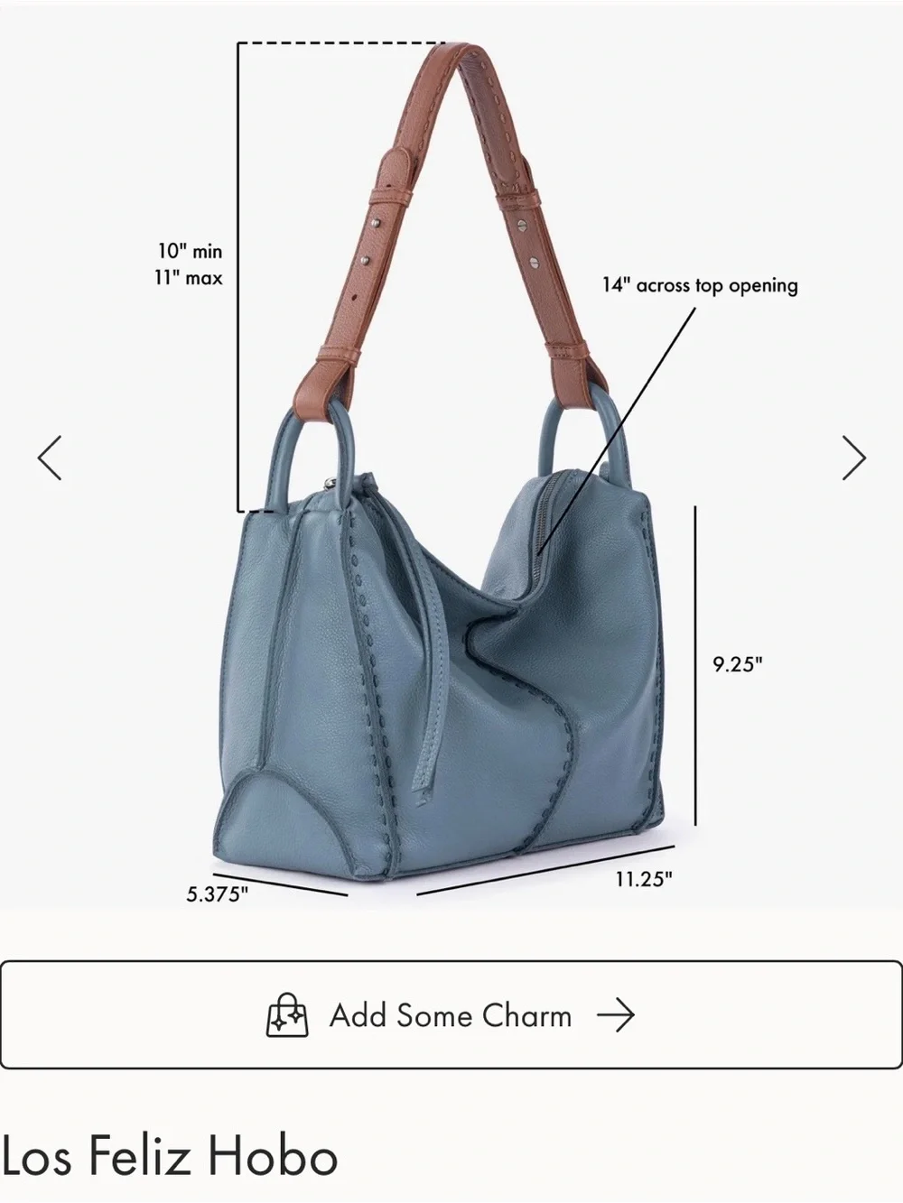 The Sak Los Feliz Hobo in Slate Blue with Tan Strap